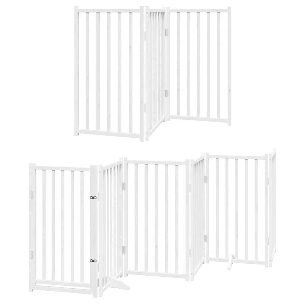 Zábrana pro psy s dvířky skládací 15 panelů bílá 750 cm topol