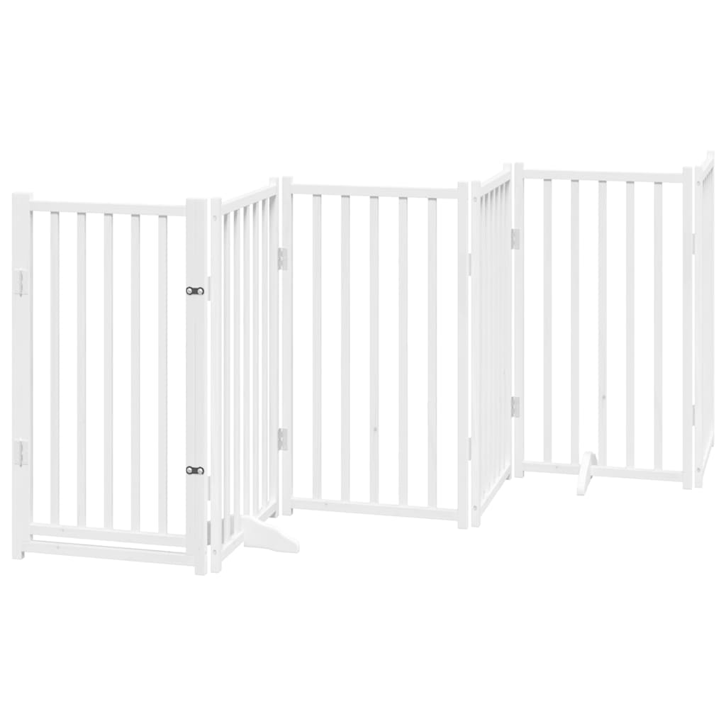 Zábrana pro psy s dvířky skládací 15 panelů bílá 750 cm topol