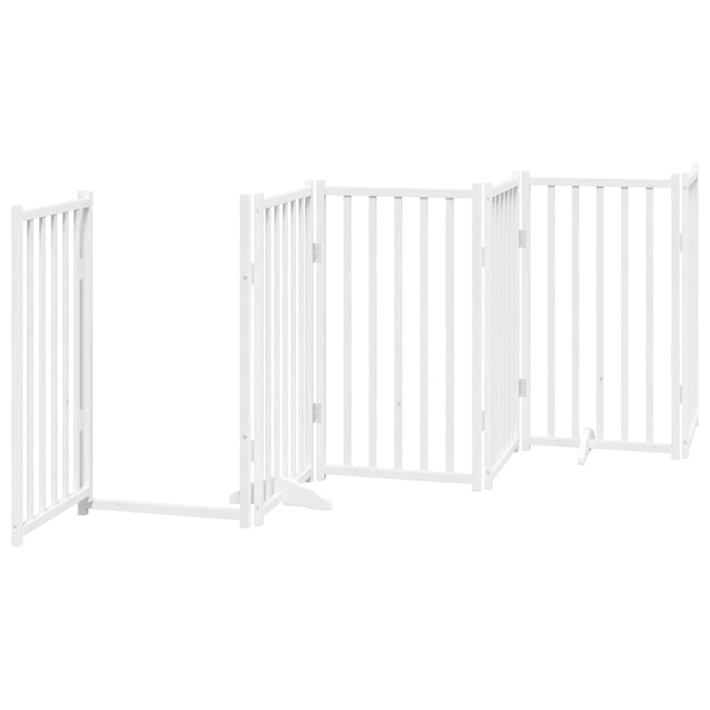 Zábrana pro psy s dvířky skládací 15 panelů bílá 750 cm topol
