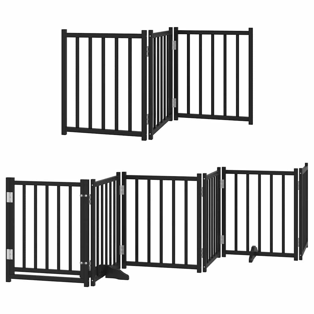 Zábrana pro psy s dvířky skládací 15 panelů černá 750 cm topol
