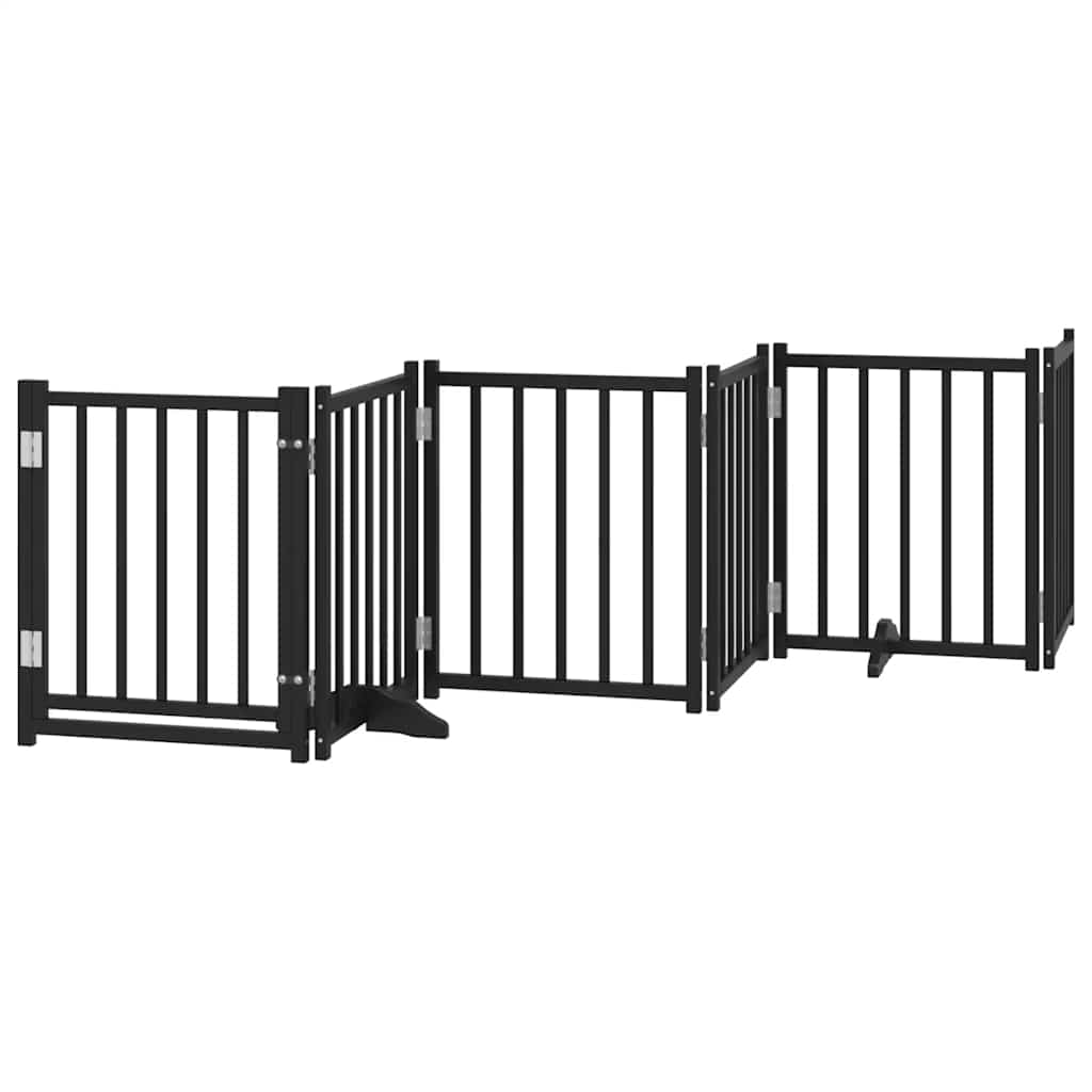Zábrana pro psy s dvířky skládací 15 panelů černá 750 cm topol