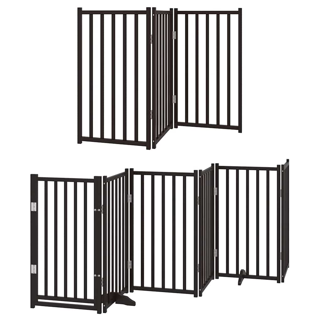 Zábrana pro psy s dvířky skládací 9 panelů černá 450 cm topol