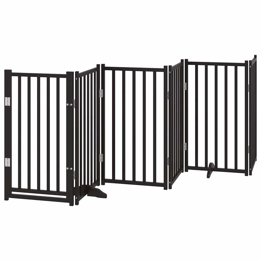 Zábrana pro psy s dvířky skládací 9 panelů černá 450 cm topol