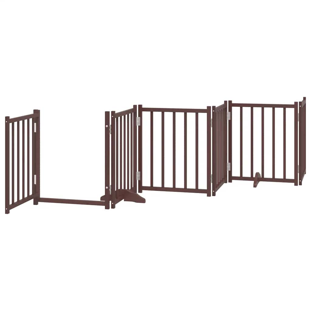 Zábrana pro psy s dvířky skládací 9 panelů hnědá 450 cm topol