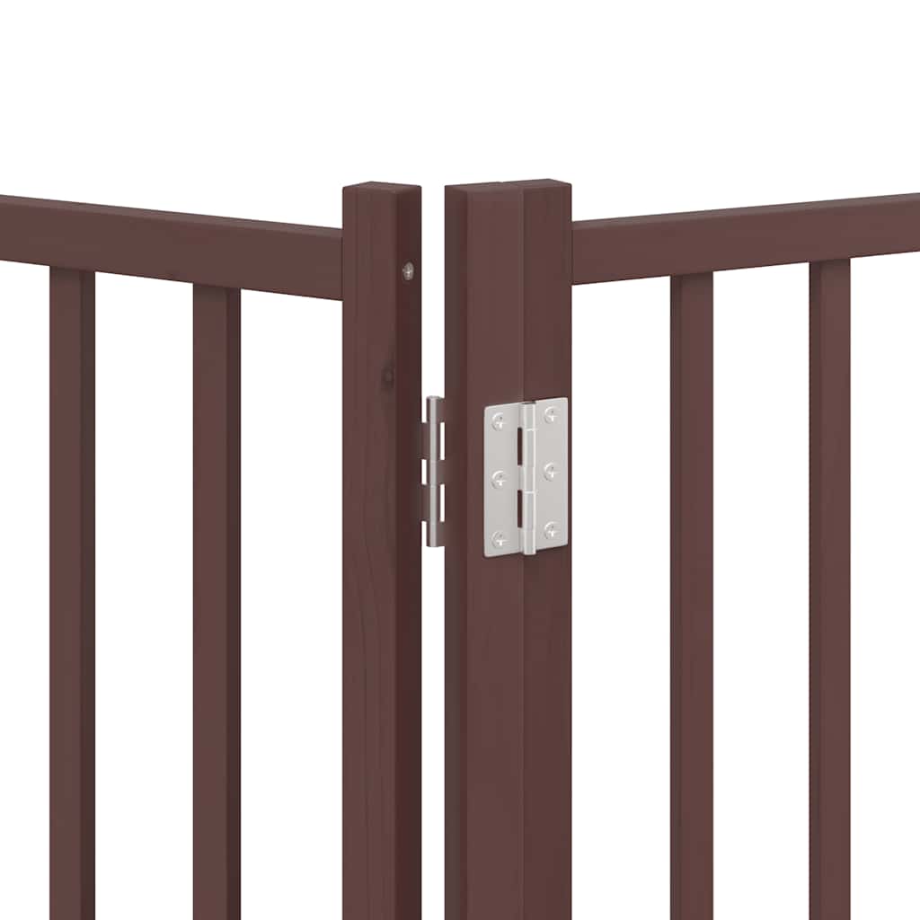 Zábrana pro psy s dvířky skládací 9 panelů hnědá 450 cm topol