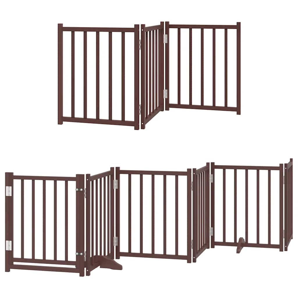Zábrana pro psy s dvířky skládací 15 panelů hnědá 750 cm topol