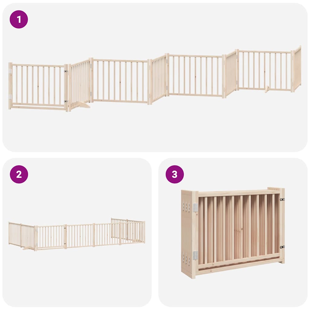 Zábrana pro psy s dvířky skládací 8 panelů 640 cm topol