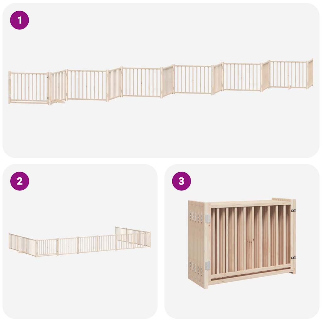 Zábrana pro psy s dvířky skládací 12 panelů 960 cm topol