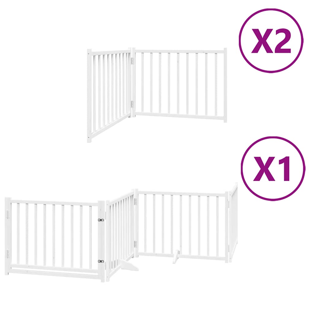Zábrana pro psy s dvířky skládací 8 panelů bílá 640 cm topol