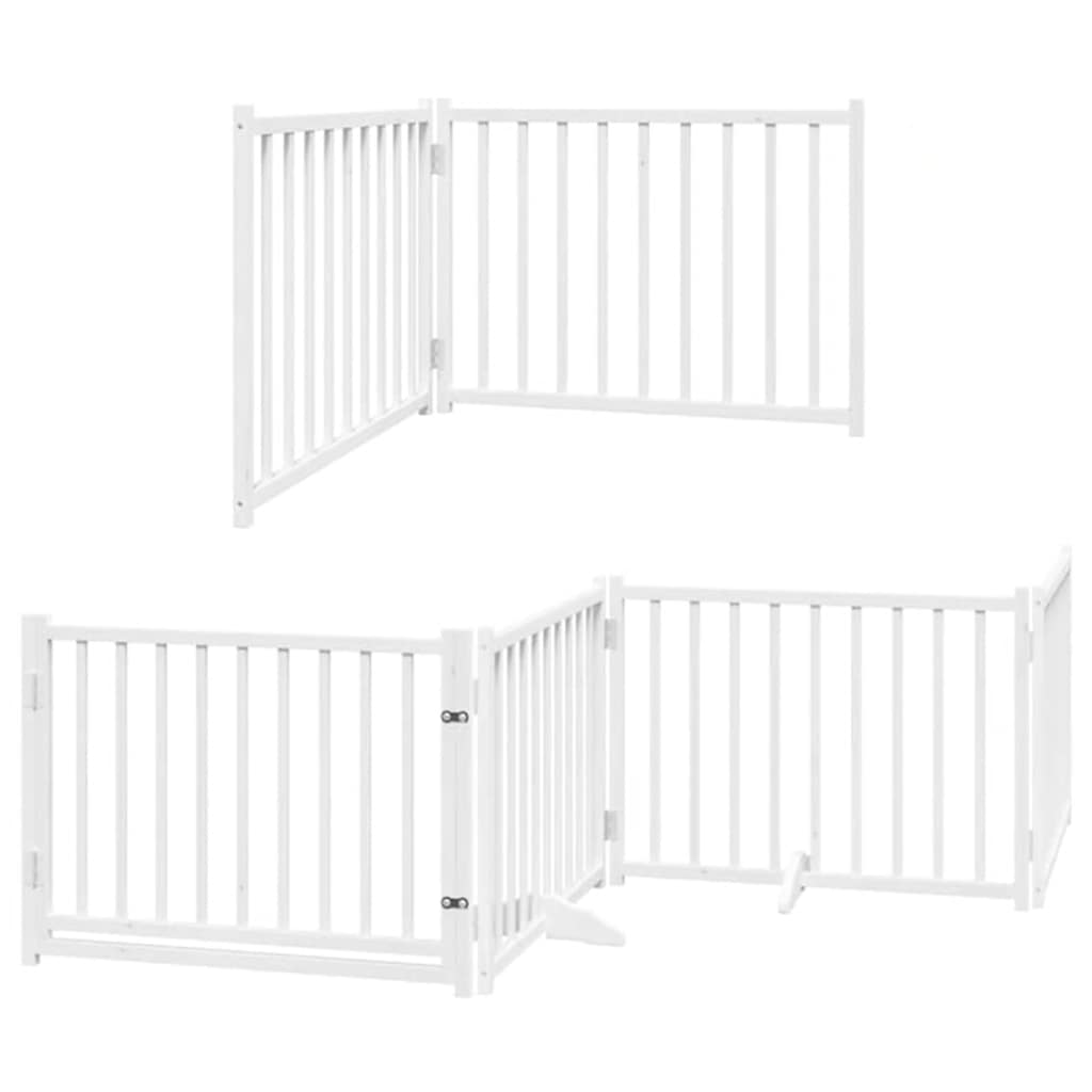 Zábrana pro psy s dvířky skládací 8 panelů bílá 640 cm topol