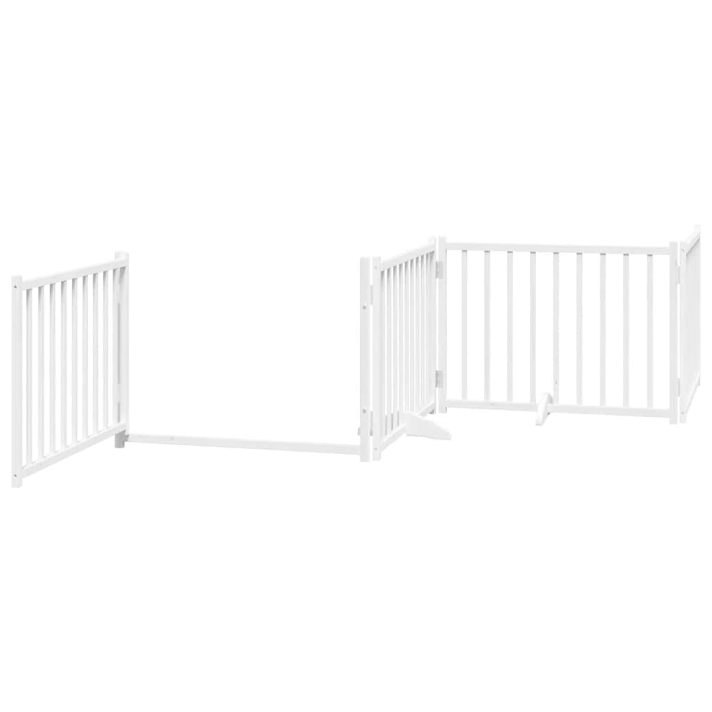 Zábrana pro psy s dvířky skládací 8 panelů bílá 640 cm topol