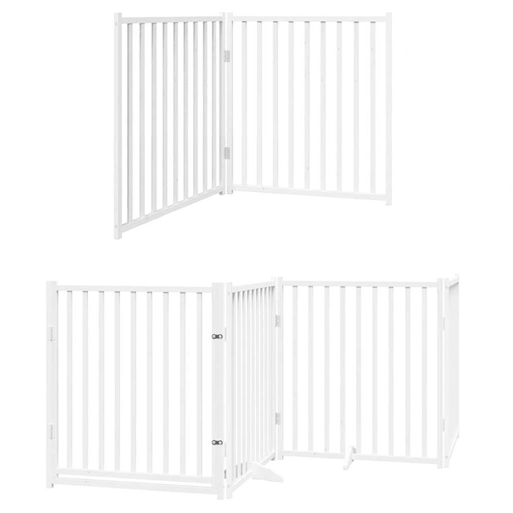 Zábrana pro psy s dvířky skládací 6 panelů bílá 480 cm topol