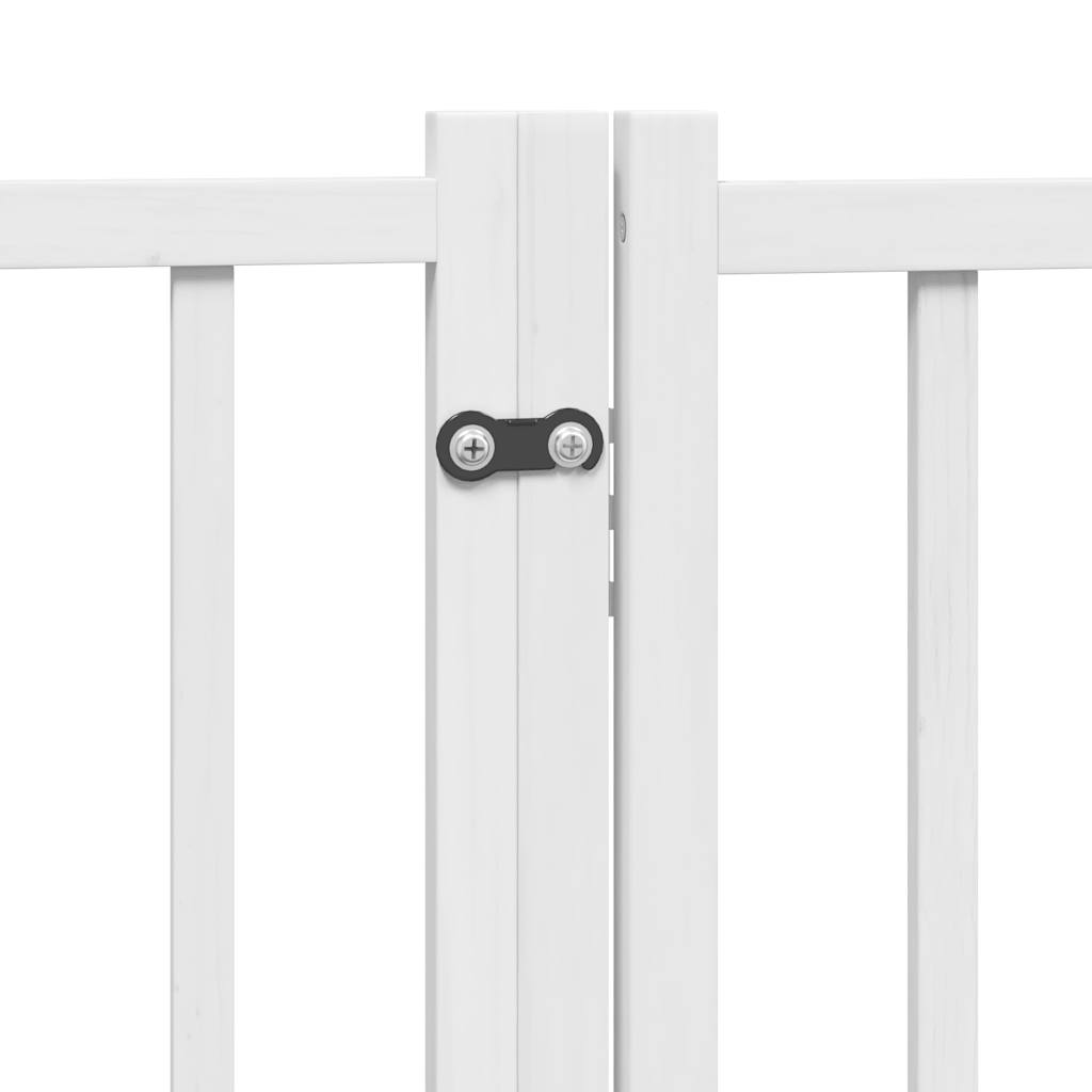 Zábrana pro psy s dvířky skládací 8 panelů bílá 640 cm topol