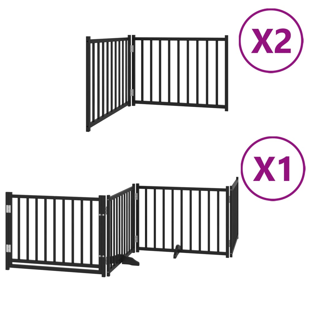 Zábrana pro psy s dvířky skládací 8 panelů černá 640 cm topol