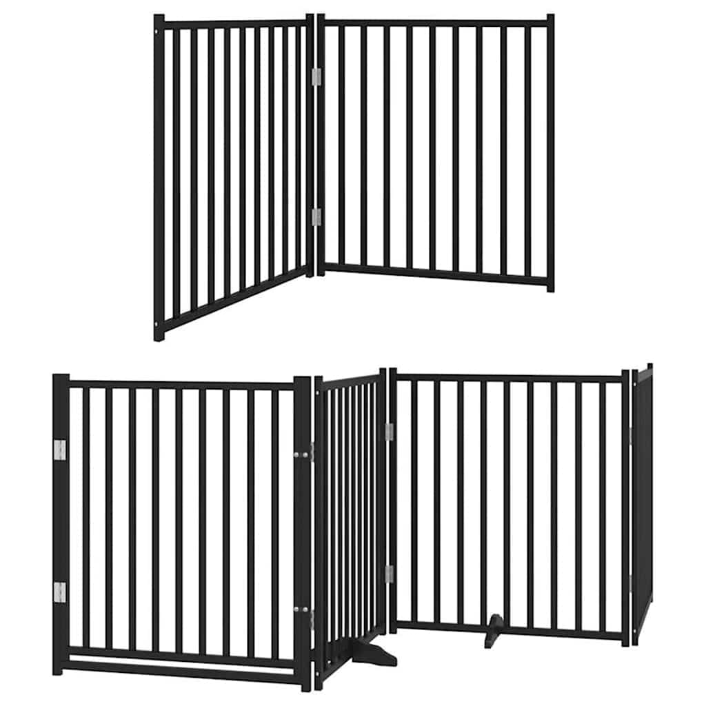 Zábrana pro psy s dvířky skládací 12 panelů černá 960 cm topol