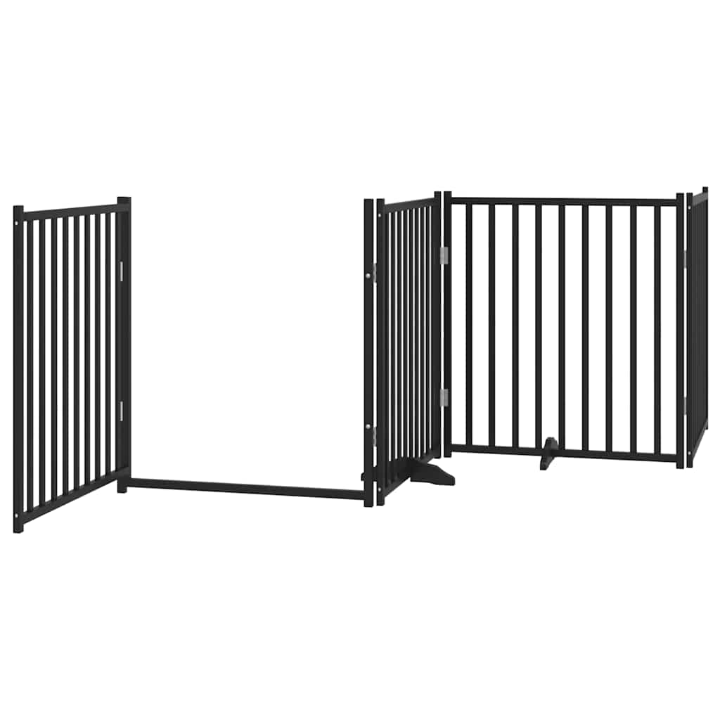 Zábrana pro psy s dvířky skládací 12 panelů černá 960 cm topol