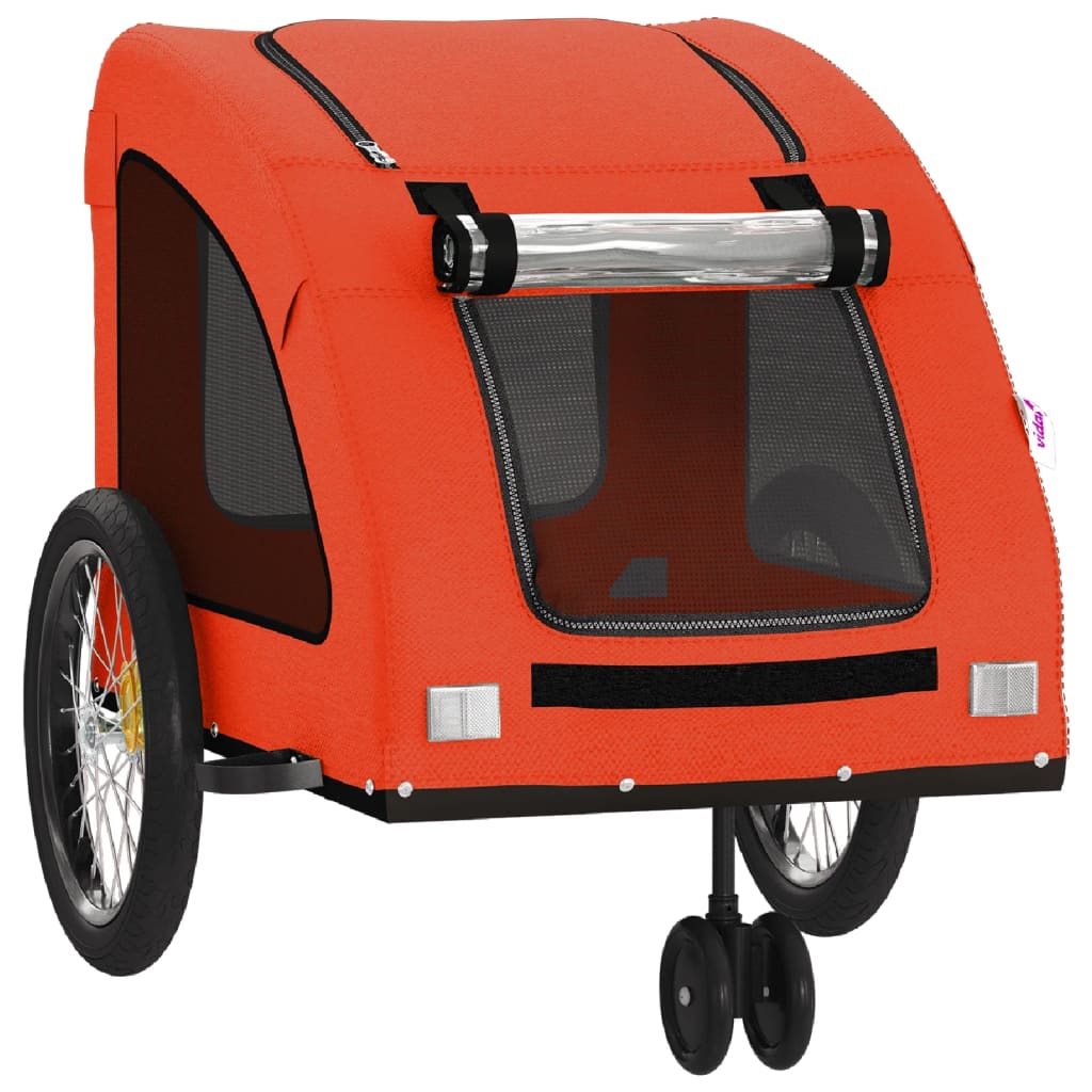 Vozík za kolo pro psa oranžový a šedý oxfordská tkanina/železo