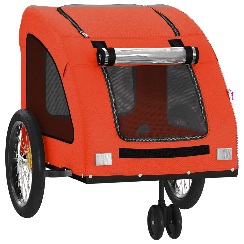 Vozík za kolo pro psa oranžový a šedý oxfordská tkanina/železo