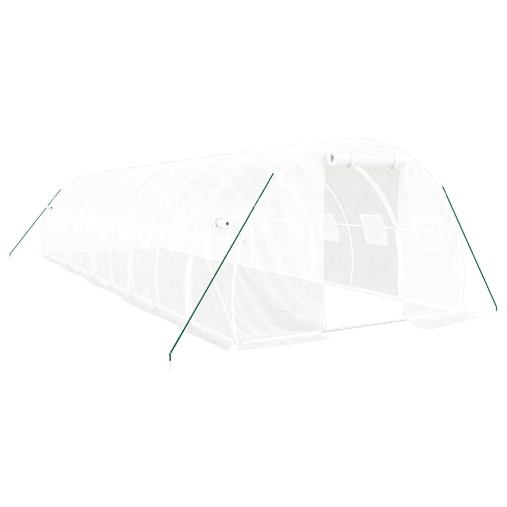 Skleník s ocelovým rámem bílý 30 m² 10 x 3 x 2 m