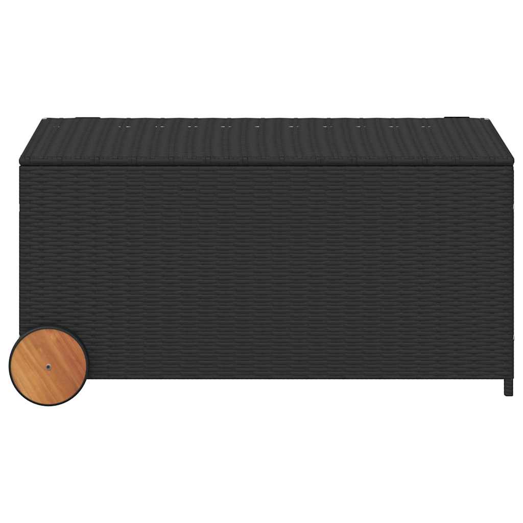 Zahradní úložný box s kolečky černý 190 l polyratan