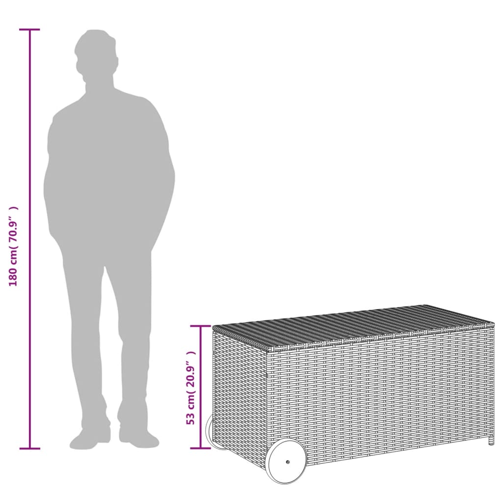 Zahradní úložný box s kolečky mix béžové 190 l polyratan