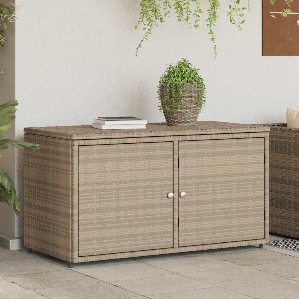 Zahradní úložná skříň béžová 110 x 55 x 60,5 cm polyratan