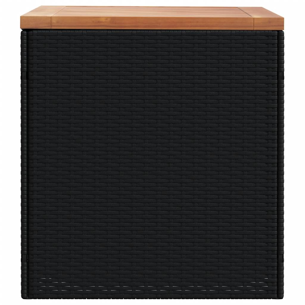 Zahradní úložný box černý 110x50x54 cm polyratan akáciové dřevo