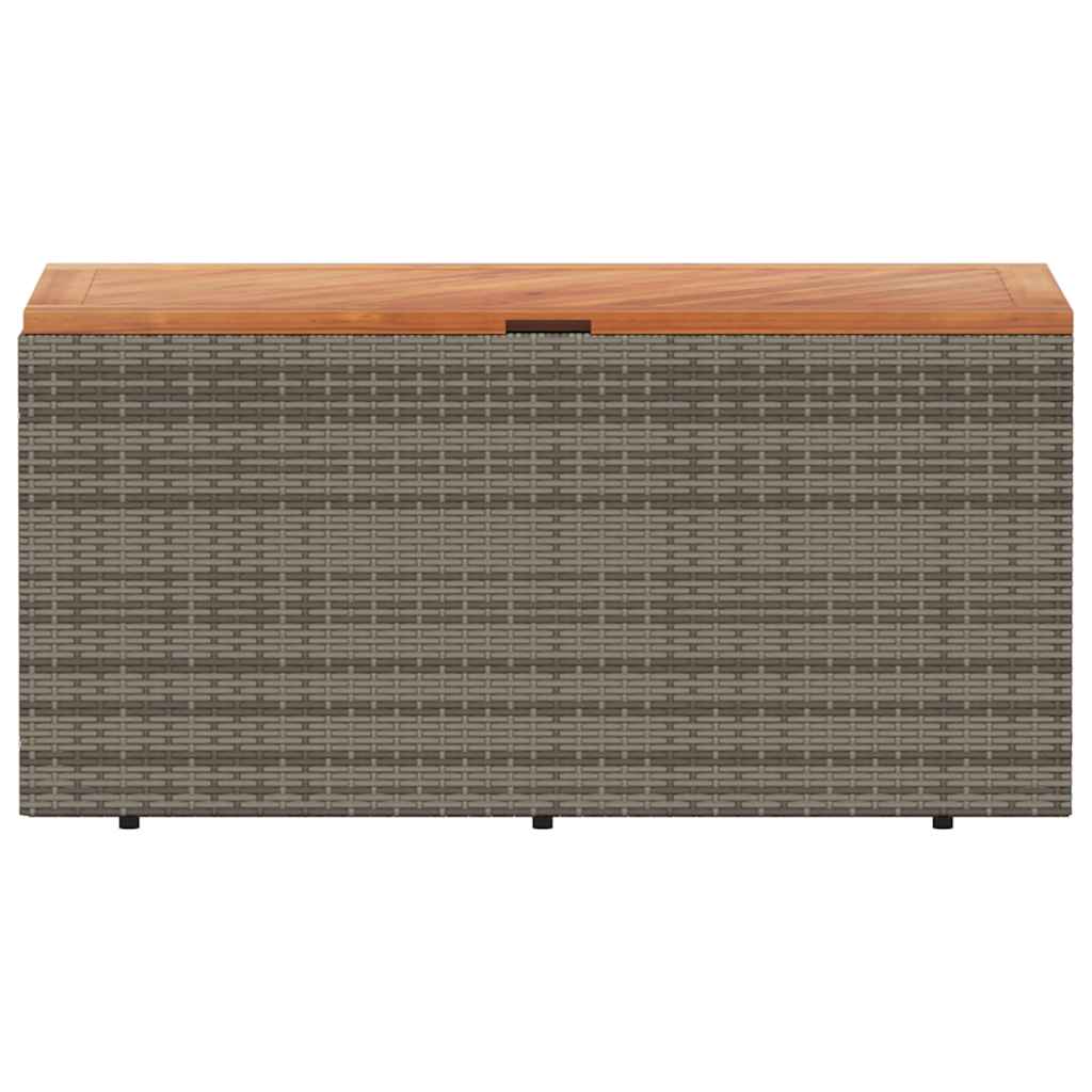 Zahradní úložný box šedý 110x50x54 cm polyratan akáciové dřevo