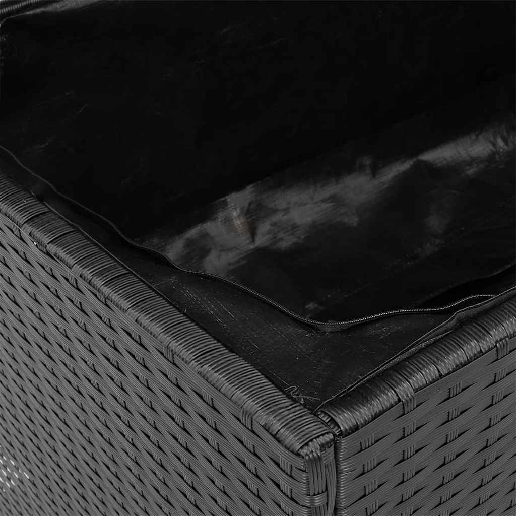 Zahradní úložný box černý 220x50x54 cm polyratan akáciové dřevo