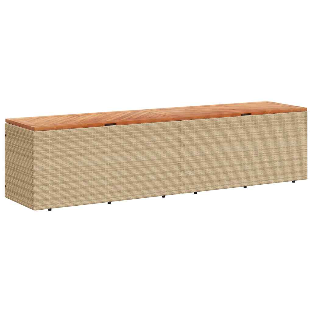 Zahradní úložný box béžový 220 x 50 x 54 cm polyratan a akácie