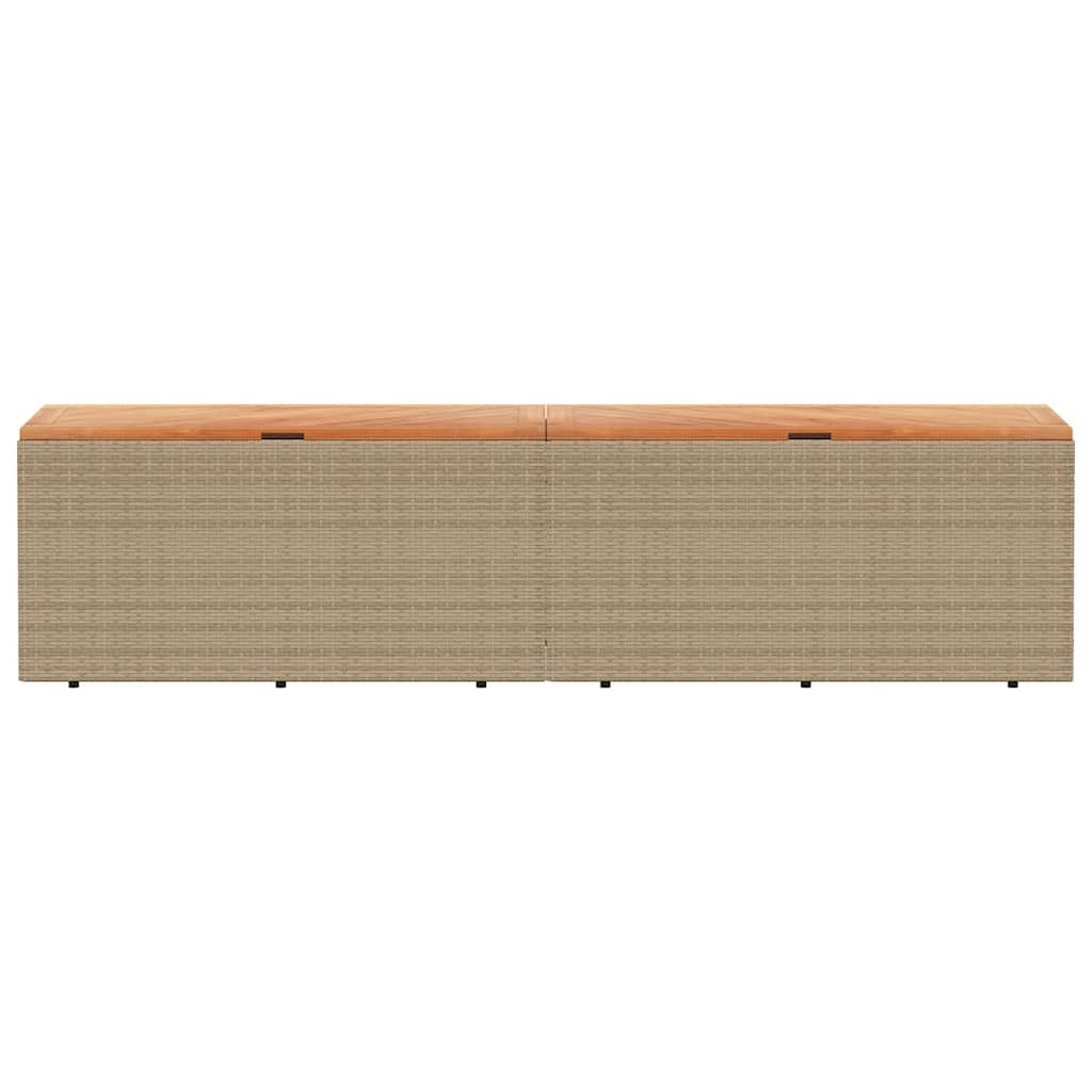 Zahradní úložný box béžový 220 x 50 x 54 cm polyratan a akácie
