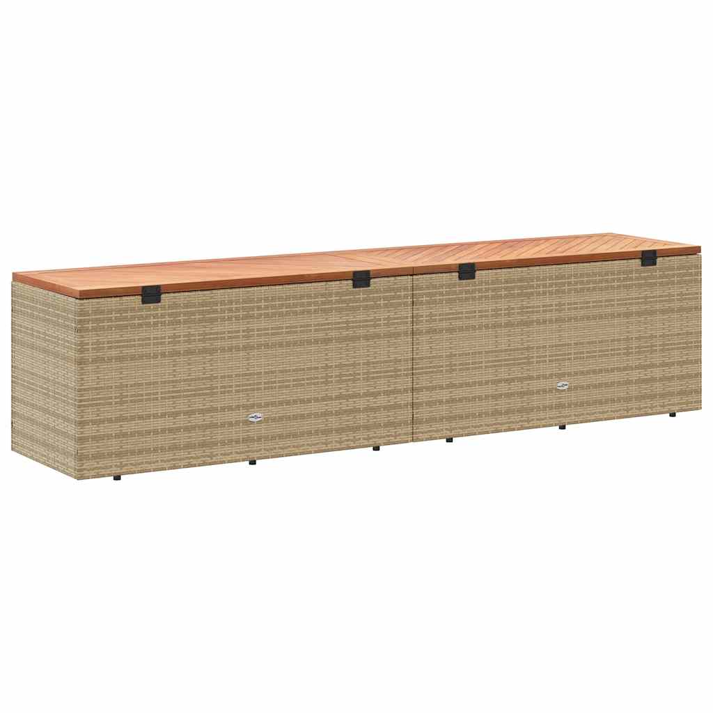 Zahradní úložný box béžový 220 x 50 x 54 cm polyratan a akácie