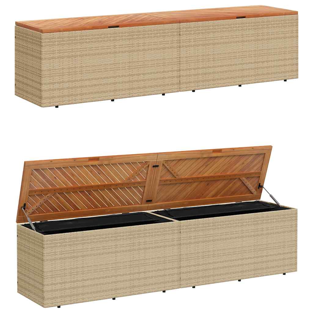 Zahradní úložný box béžový 220 x 50 x 54 cm polyratan a akácie