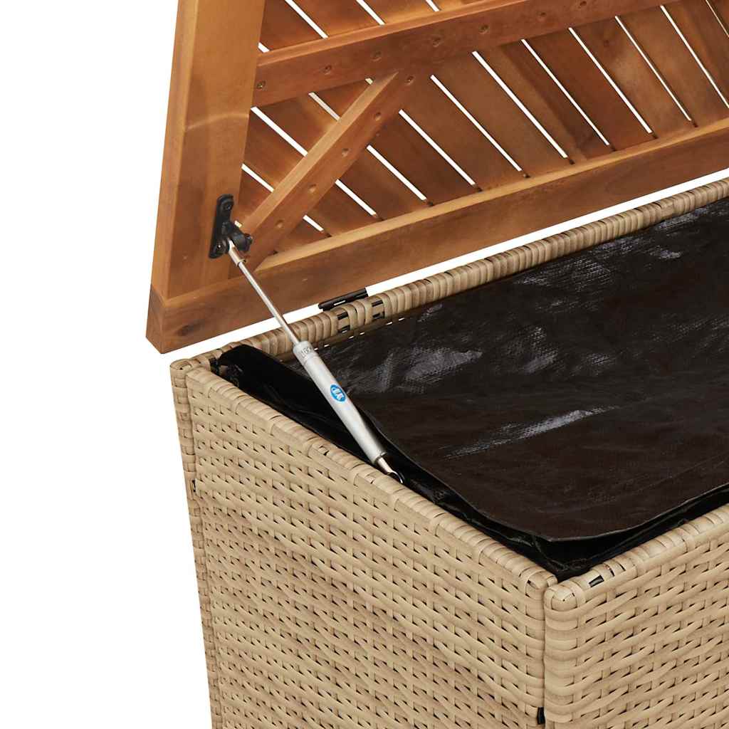 Zahradní úložný box béžový 220 x 50 x 54 cm polyratan a akácie