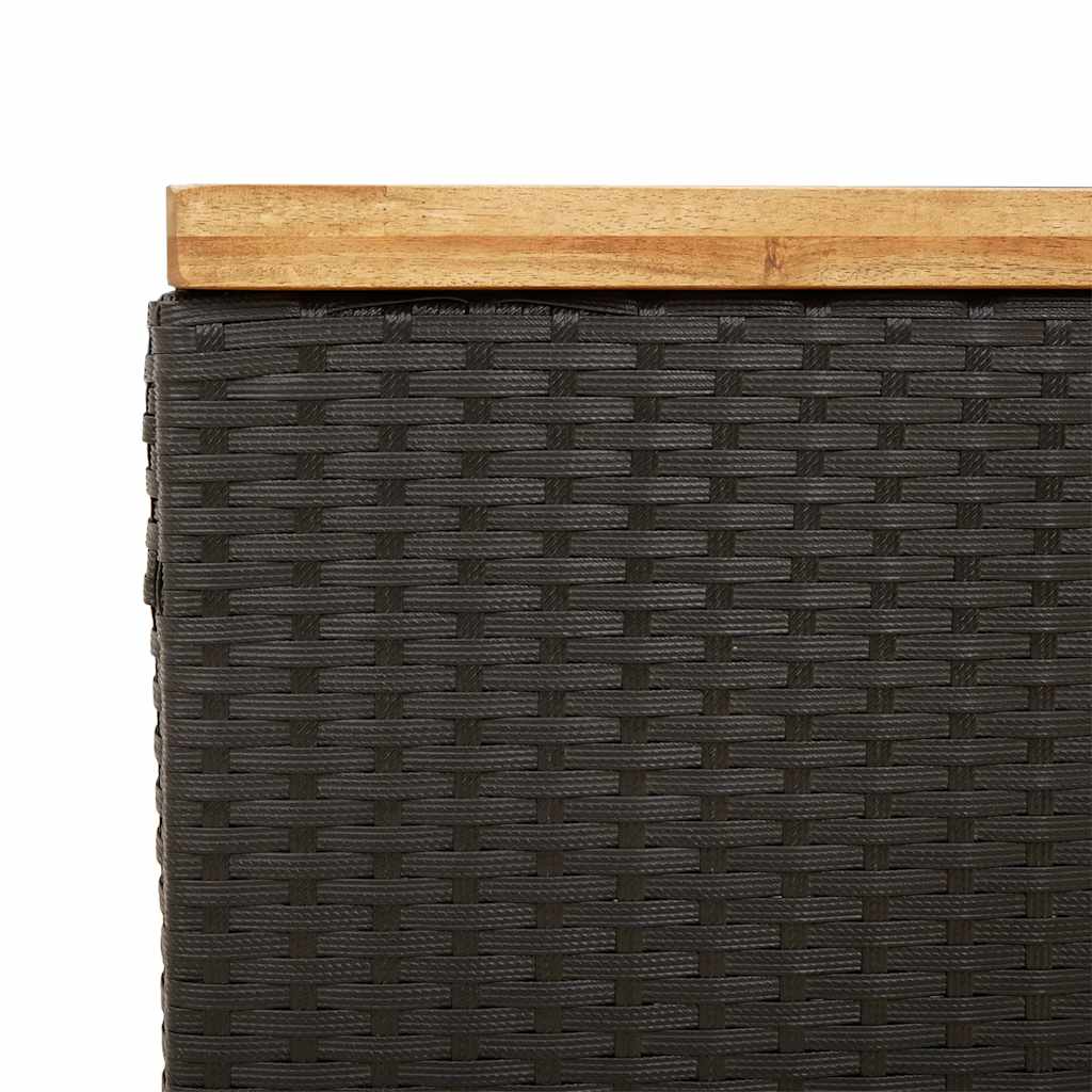 Zahradní úložný box černý 110x55x63 cm polyratan akáciové dřevo