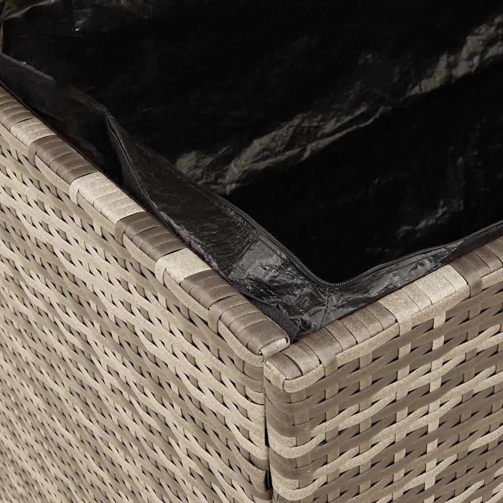 Zahradní úložný box šedý 110x55x63 cm polyratan akáciové dřevo