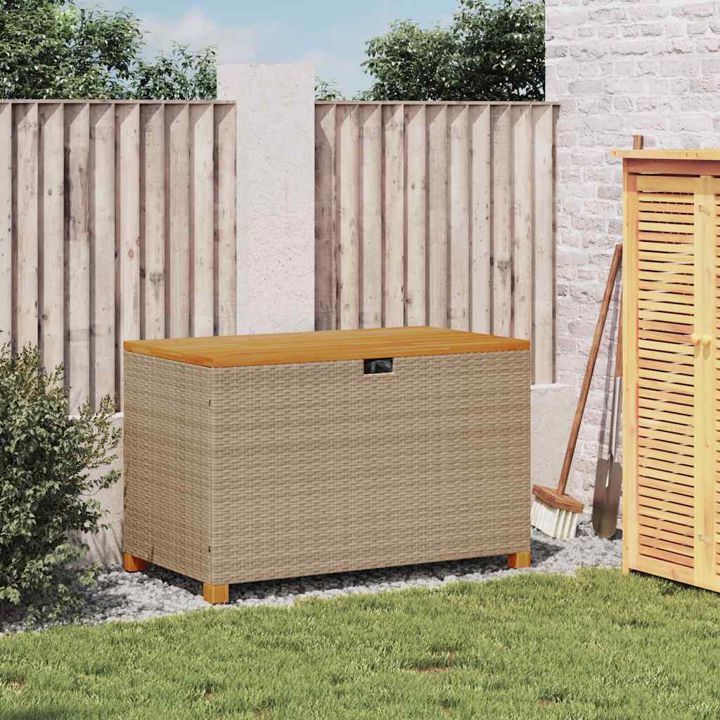 Zahradní úložný box béžový 110 x 55 x 63 cm polyratan akácie