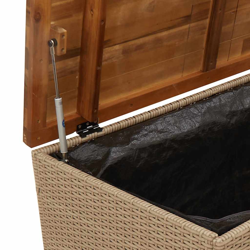 Zahradní úložný box béžový 110 x 55 x 63 cm polyratan akácie
