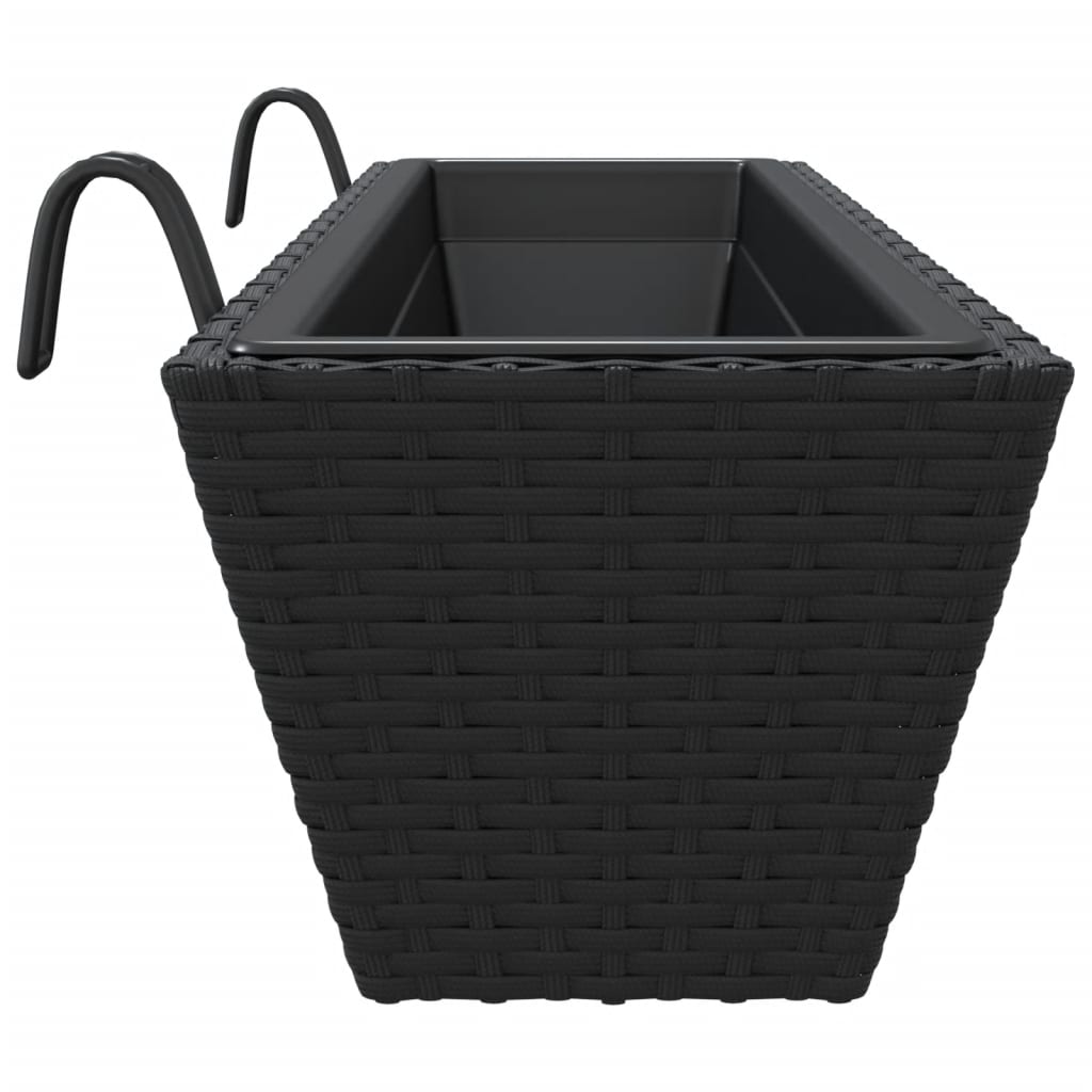 Truhlíky s háky 2 ks černé polyratan