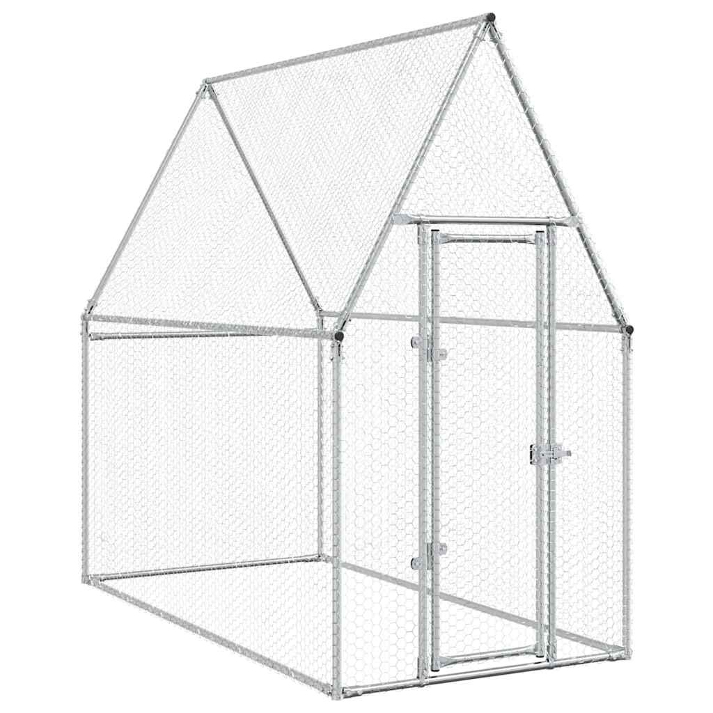 Klec pro kuřata stříbrná 200 x 100 x 190 cm pozinkovaná ocel