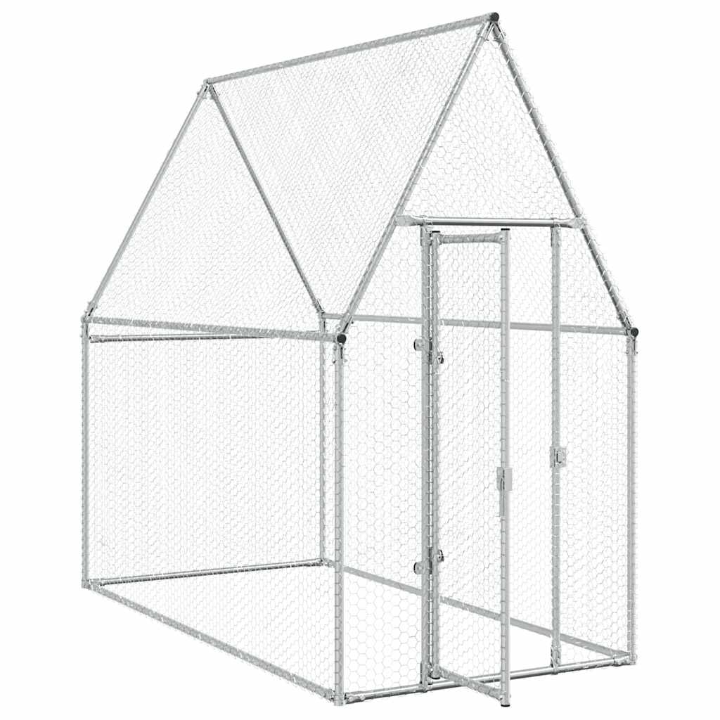 Klec pro kuřata stříbrná 200 x 100 x 190 cm pozinkovaná ocel