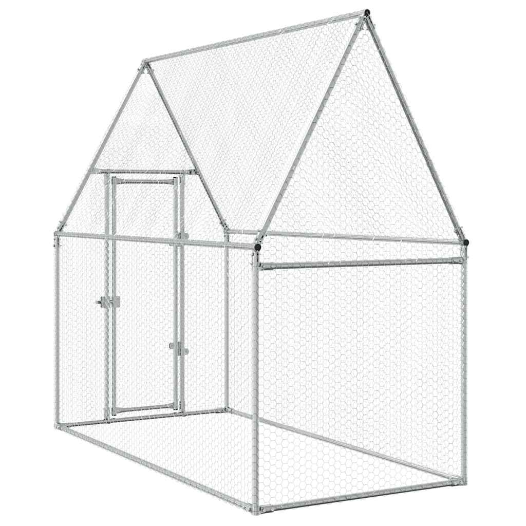Klec pro kuřata stříbrná 200 x 100 x 190 cm pozinkovaná ocel