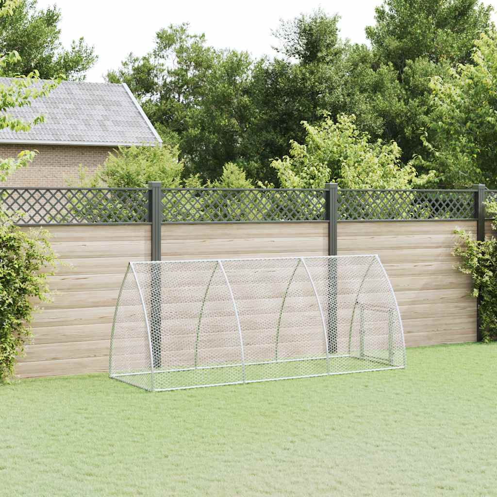Klec pro kuřata stříbrná 300 x 105 x 120 cm pozinkovaná ocel