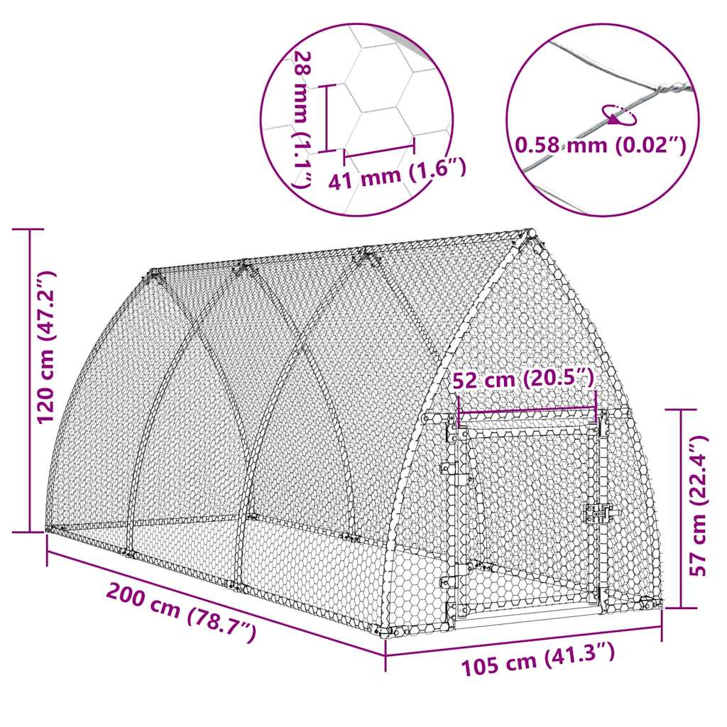Klec pro kuřata stříbrná 300 x 105 x 120 cm pozinkovaná ocel