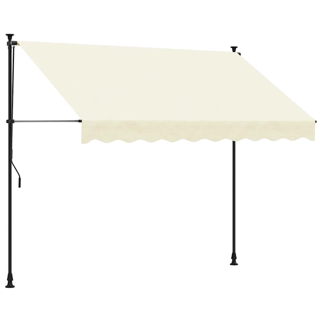 Zatahovací markýza krémová 300 x 150 cm textil a ocel
