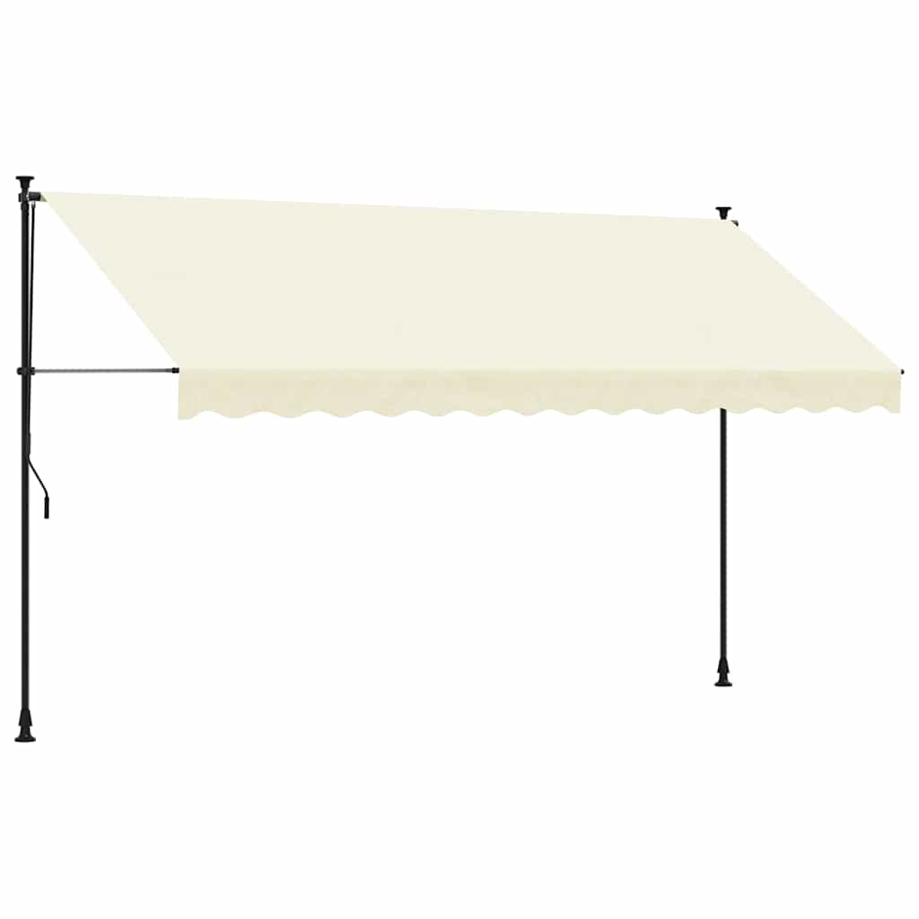 Zatahovací markýza krémová 350 x 150 cm textil a ocel