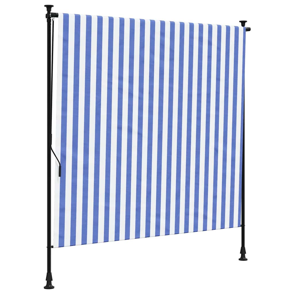 Venkovní roleta modrá a bílá 150 x 270 cm textil a ocel
