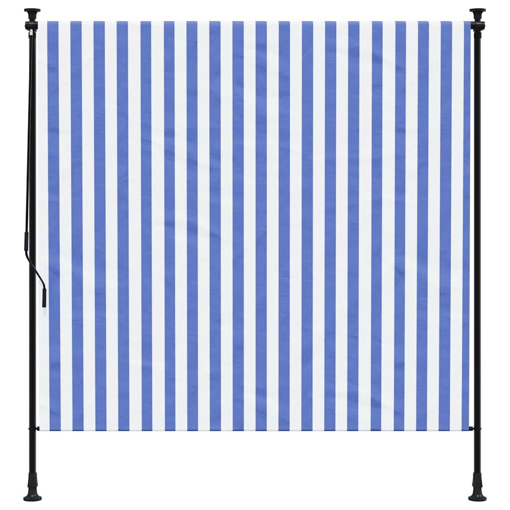 Venkovní roleta modrá a bílá 200 x 270 cm textil a ocel