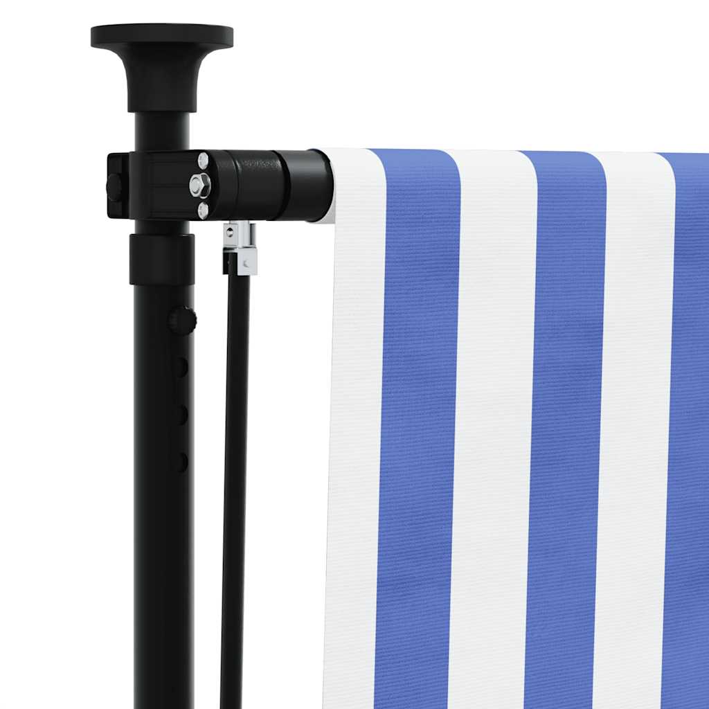 Venkovní roleta modrá a bílá 200 x 270 cm textil a ocel