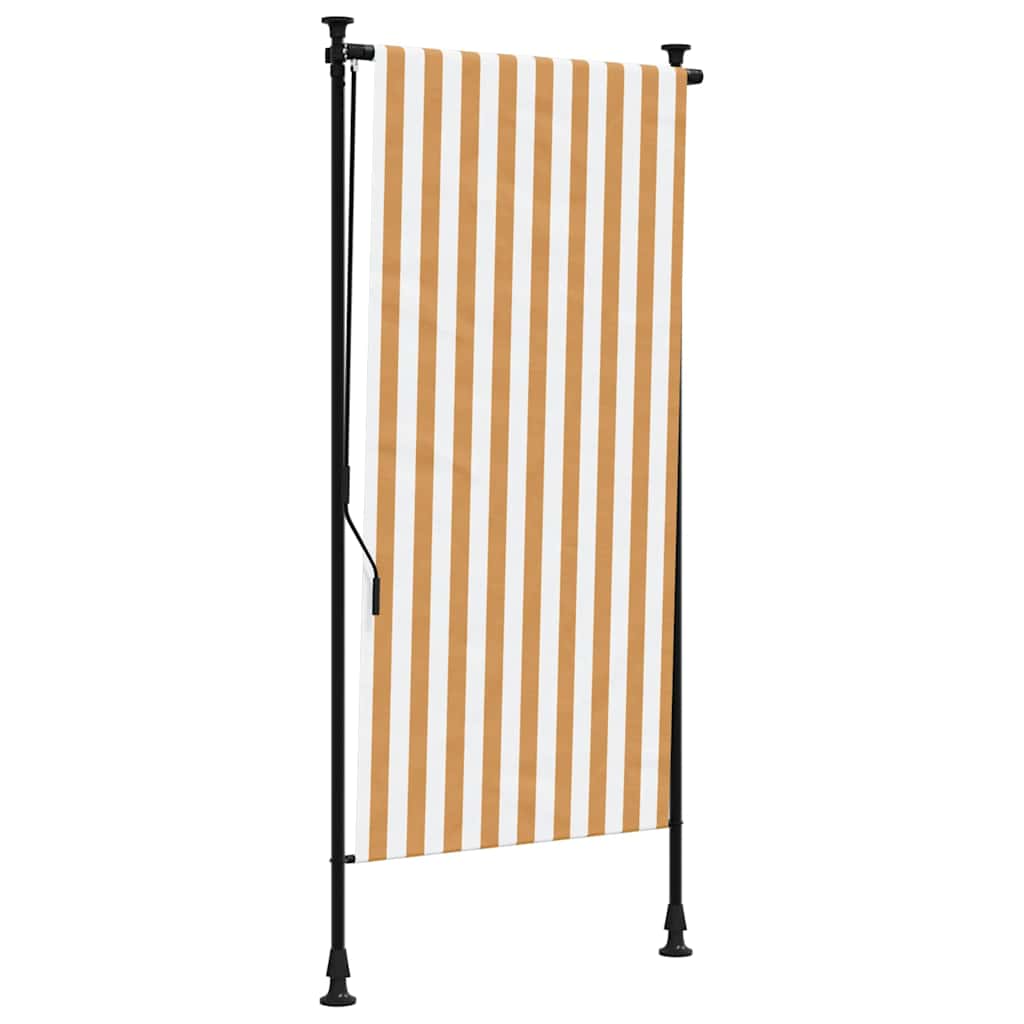 Venkovní roleta oranžová a bílá 100 x 270 cm textil a ocel